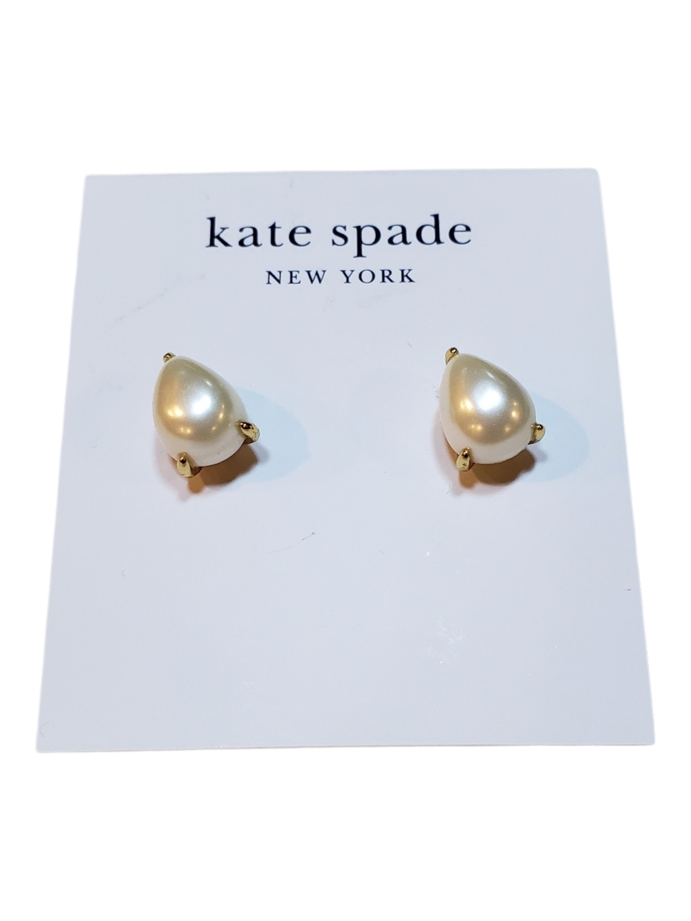 Kate Spade pearl teardrop stud earrings in ivory and gold-tone NWT!